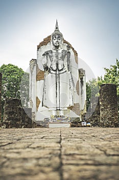 The big buddha Phra Attharot at Wat Viharn Thong in Phitsanulok, Thailand