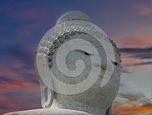 Big Buddha Phuket thailand views of Kata Beach karon beach and challong Bay lovely colourful Sky