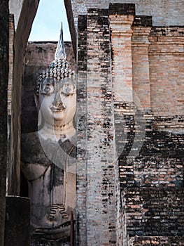 Big Buddha statue in ancient temple in Thailand