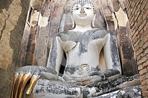 Big buddha statue sukhothai wat temple thailand photo