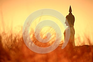 Big buddha statue at twilight, Wat muang, Thailand