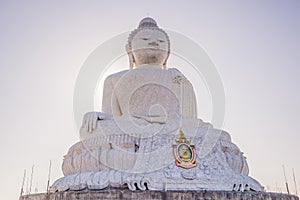 Big Buddha statue Was built on a high hilltop of Phuket Thailand Can be seen from a distance