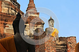 Big Buddha statues in the ancient temple Wat Phra Sri Sanphe. Ayutthaya, Thailand.
