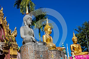 Big Buddha statues in thai buddhist wat temple