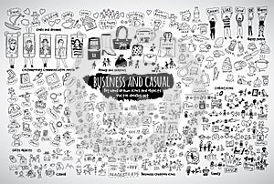 Big bundle business casual doodles icons and objects. photo
