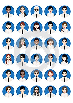 Big bundle of different people avatars. Set of male and female portraits. Men and women avatar characters.