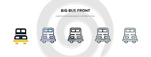 Big bus front icon in different style vector illustration. two colored and black big bus front vector icons designed in filled,