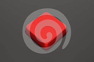 Big button On black Background, 3D render. 3D illustration