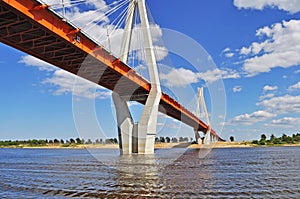 Big cable-braced bridge in Murom, Russia