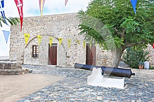 Big cannon at the castle of Monemvasia Lakonia Peloponnese Greece