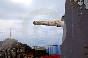 Big cannon on the top of the rock of gibraltar