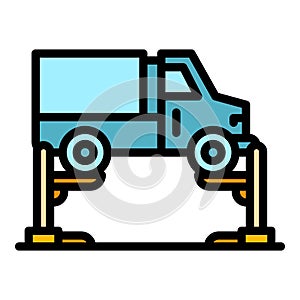 Big car lift icon color outline vector