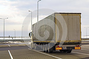 Big cargo truck parked on a parking lot