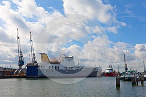 Big cargoship in the port