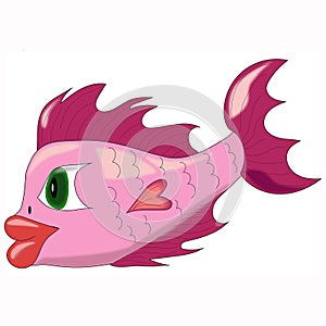 Big cartoon pink fish on white photo