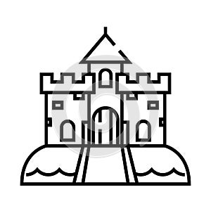 Big castle line icon, concept sign, outline vector illustration, linear symbol.