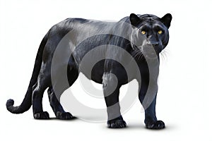 A big cat black panther isolated on white background