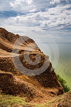 Big cave canyon in the Kherson region on the seashore