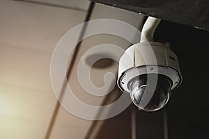 Big CCTV camera or Close Circuit Television for monitoring prevent bandit and crime on public area , security technology photo