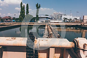 Big chain of Sweepers sediment in water treatment plant