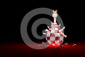 Big changes. The new ruler. Elite Society chess metaphor. 3D r