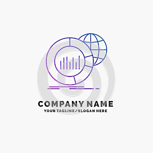 Big, chart, data, world, infographic Purple Business Logo Template. Place for Tagline
