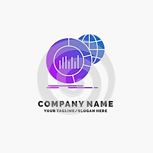 Big, chart, data, world, infographic Purple Business Logo Template. Place for Tagline