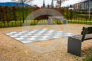 Big chess board in the park