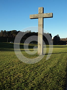 A big chirstian cross in Skogskyrkogarden, Sweden, a Unesco site