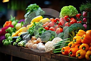 big choice of fresh Fruit and vegetable market. Various colorful fresh fruits and vegetables. Fresh and organic