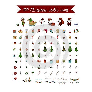 Big Christmas icon set. 100 winter icons.