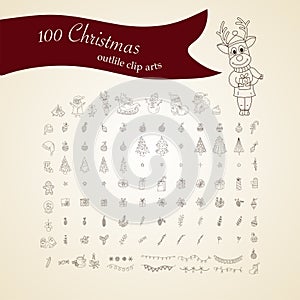 Big Christmas icon set. 100 winter icons.