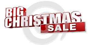 Big christmas sale in 3d red letters and block