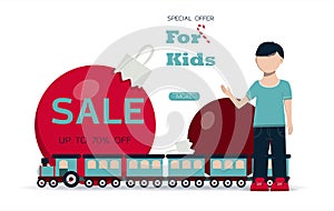 Big Christmas sale of toys for children. Black Friday discounts for a website, store, or app with children s products