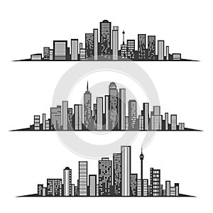 Big city buildings skyline set