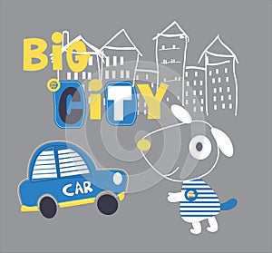 big city cartoon print vector art