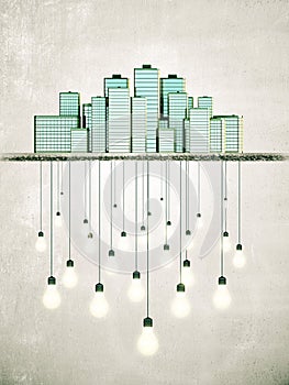 Big city creates bright ideas concept