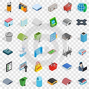 Big city icons set, isometric style