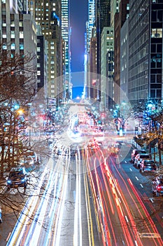 Big City lights and traffic - New York City night