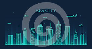 Big city skyline Trendy vector illustration linear