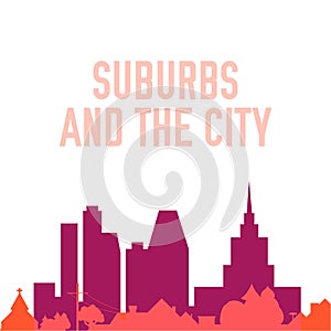 Big city and suburbs background. Vector illustration