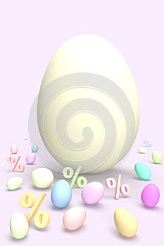 Big clean egg for happy Easter on percentages and eggs pastel abstract background