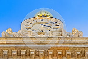 Big clock on building Bank of Spain Banco de Espana on Cibeles photo