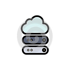 Big, Cloud, Data, Storage  Flat Color Icon. Vector icon banner Template