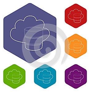 Big cloud database icon, outline style