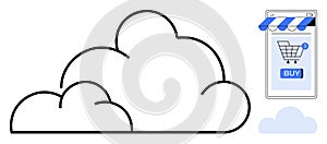 Cloud Computing and Online Shopping Concept with Storefront on Mobile Device