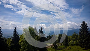 Cloudy forest on the mountains during summer. Slovakia