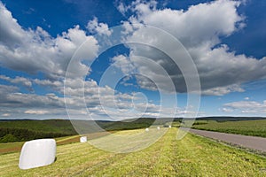 Big cloudscape over a field in Germany.