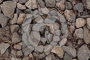 Big cobbles, cobblestones on the ground. Texture background