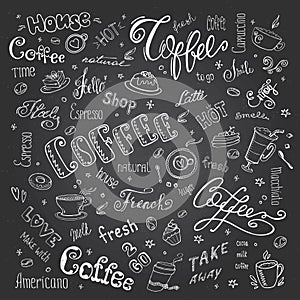 Big coffee set- signs,objects and letters